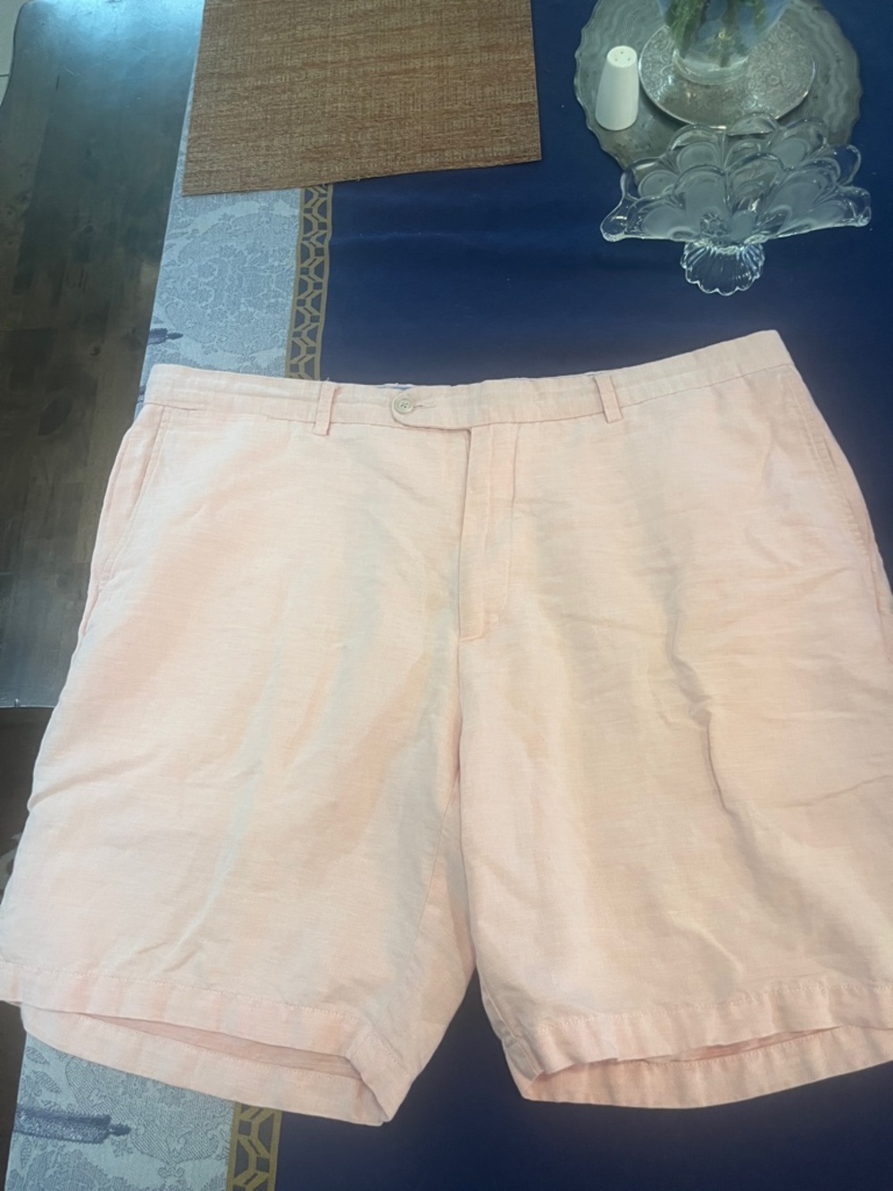 Peter Millar Pink and Blue Linen-Blend Shorts